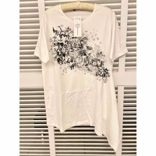 ヒロココシノ(HIROKO KOSHINO)のタグ付　HIROKO　KOSHINO　アシンメトリーTシャツカットソー　白　L(カットソー(半袖/袖なし))