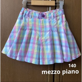 メゾピアノ(mezzo piano)のメゾピアノ　爽やか　チェック　フレア　キュロット スカート　パンツ　 春　夏　(スカート)