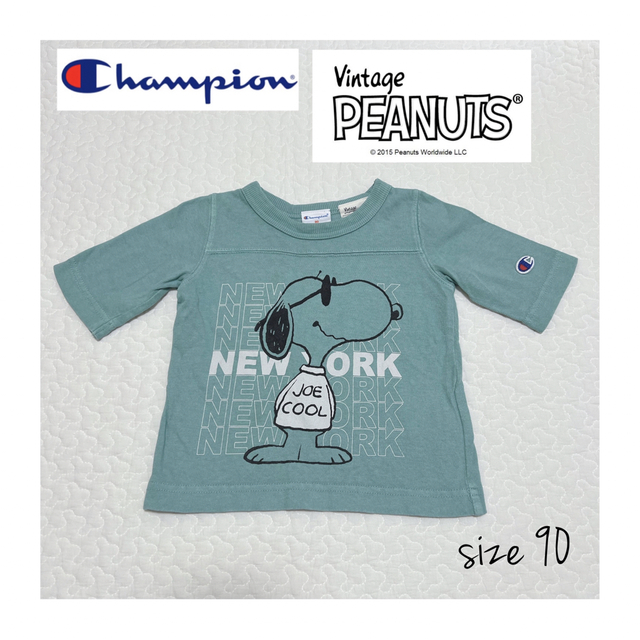 Champion(チャンピオン)の【美品】Champion × Vintage PEANUTS 90 7分トップス キッズ/ベビー/マタニティのキッズ服男の子用(90cm~)(Tシャツ/カットソー)の商品写真