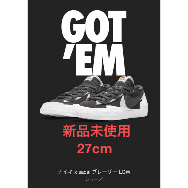 NIKE(ナイキ)のNIKE sacai Blazer LOW "Black Patent" 27 メンズの靴/シューズ(スニーカー)の商品写真