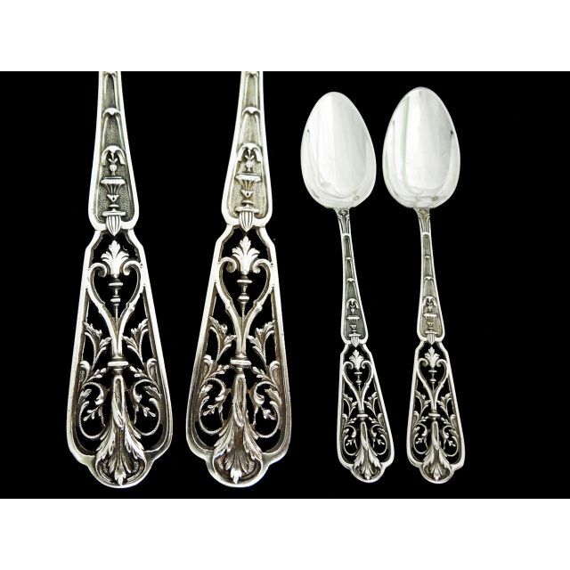 国内正規商品 英国製 純銀 ピアス細工 透かし細工 サービングスプーン 18cm