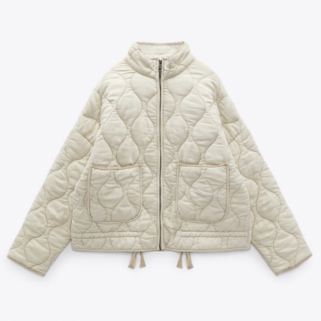 ZARA ポケット付きキルティングジャケット グレー XS - アウター