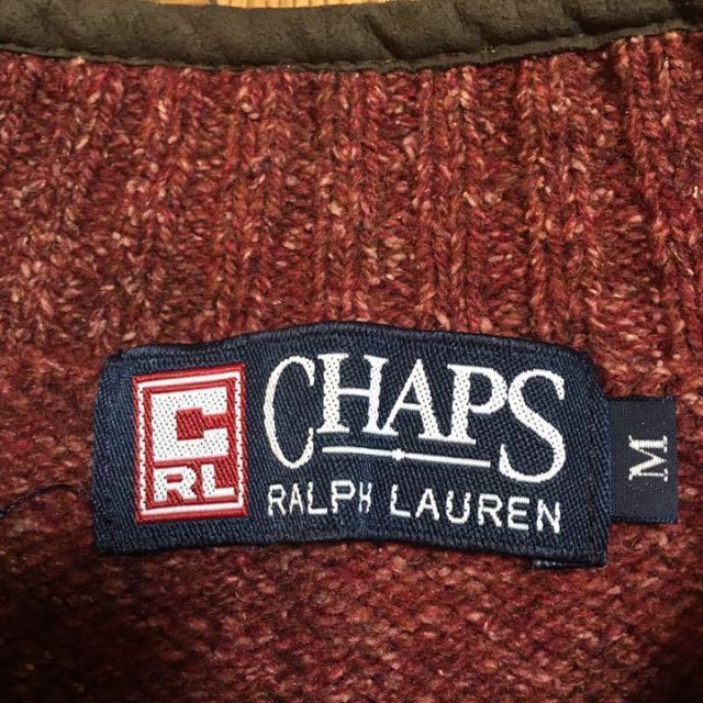 Ralph Lauren(ラルフローレン)のCHAPS RALPH LAUREN ウールニットセーター シルク混 えんじ M メンズのトップス(ニット/セーター)の商品写真