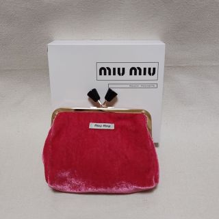 ミュウミュウ(miumiu)の新品未使用 ミュウミュウ ポーチ がま口 ノベルティ レッド(ポーチ)