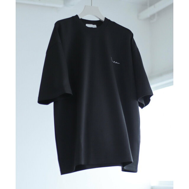 【BLACK】シシュウダンボールポンチTシャツ(5分袖)