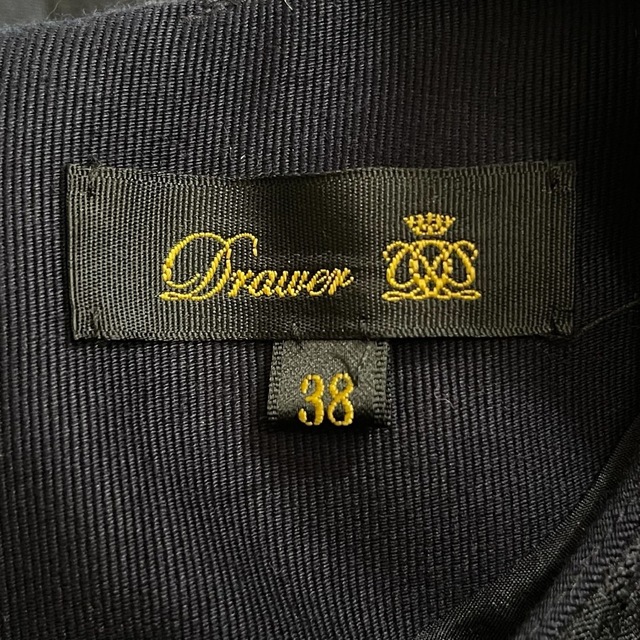 完売 Drawer ドゥロワー フラワージャカードワンピース ネイビー