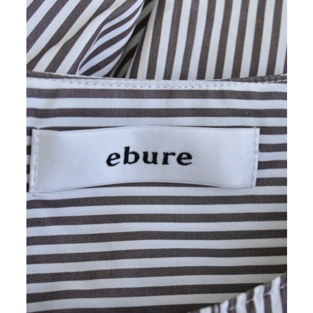 ebure - ebure エブール シャツワンピース 36(S位) 白x茶(ストライプ