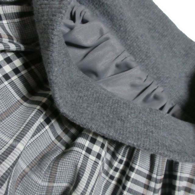 フェンネル スカート フレア ロング ウエストリブ チェック 9 グレー レディースのスカート(ロングスカート)の商品写真