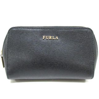 フルラ(Furla)のFURLA(フルラ) ポーチ美品  - 黒 レザー(ポーチ)