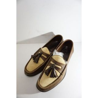 TOM FORD レザー スエード コンビ タッセル ローファー 茶 213N