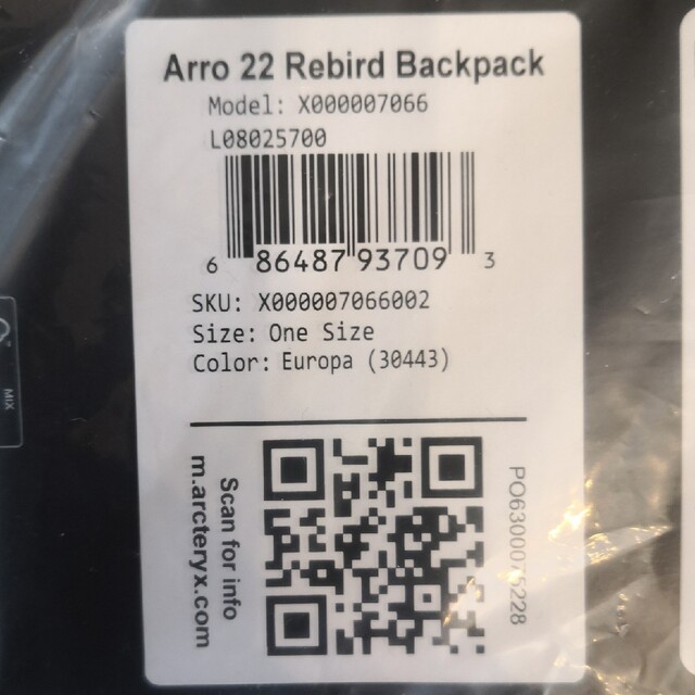 【新品】アークテリクス ビームス 別注品 Arro22 アロー22 ReBIRD