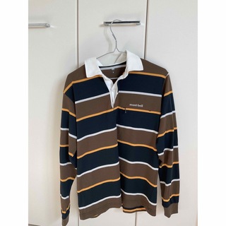 モンベル(mont bell)の美品　mont-bell WIC ラガーシャツ　Sサイズ　ポロシャツ　ボーダー(Tシャツ(長袖/七分))