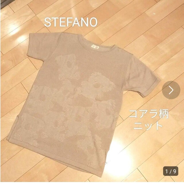 STEFANO ステファノ 日本製　半袖ニット　ベージュ　クルーネック　スリット レディースのトップス(カットソー(半袖/袖なし))の商品写真