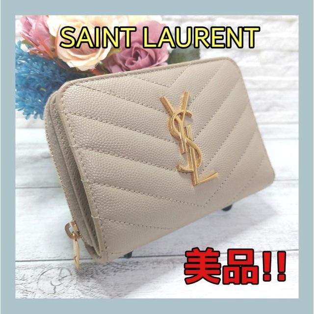 Saint Laurent(サンローラン)の✨美品✨サンローラン モノグラム コンパクト ウォレット 折り財布 YSL レディースのファッション小物(財布)の商品写真