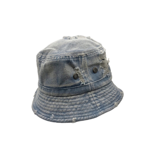 PEACEMINUSONE(ピースマイナスワン)のダメージ　デニム　バケットハット メンズの帽子(ハット)の商品写真