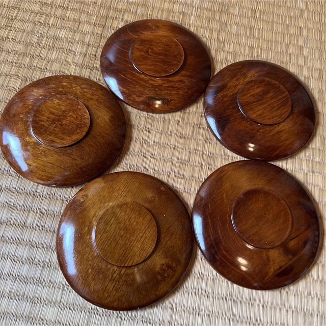 希少 作家物 一点もの お盆 茶托5枚セット 美術品- 肥松の茶托セット 5枚