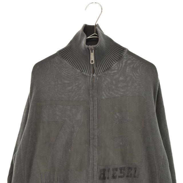 DIESEL(ディーゼル)のDIESEL ディーゼル ヴィンテージ加工コットンニットジャケット グレー メンズのジャケット/アウター(フライトジャケット)の商品写真