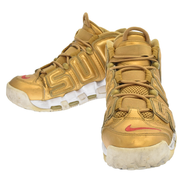 NIKE(ナイキ)のNIKE ナイキ ×SUPREME シュプリーム AIR MORE UPTEMPO エアモアアップテンポ ハイカットスニーカー 902290-700 ゴールド US8.5 メンズの靴/シューズ(スニーカー)の商品写真