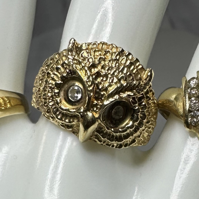 K18 リング フクロウ アウル ダイヤ0.06ct 4.4gサイズ12号 縁起- K18 リング フクロウ アウル ダイヤ0.06ct 4.4gサイズ12号 縁起-