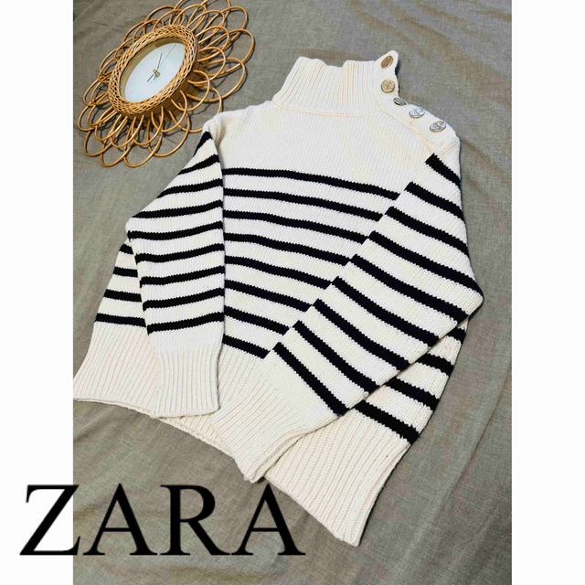 美品　ZARA ザラ　ニット　トップス　ボーダー　人気　完売