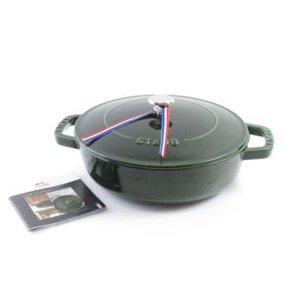 ストウブ(STAUB)の未使用 STAUB ストウブ ブレイザーソテーパン 両手鍋 1点 バジルグリーン 緑 システラ 24cm 料理 SO674A3 (鍋/フライパン)