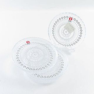 イッタラ(iittala)の未使用 iittala イッタラ KASTEHELMI カステヘルミ 100mm プレート 4枚 クリア 10cm 小皿 セット 北欧 フィンランド SY5442A2 (食器)