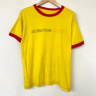 リンガー Tシャツ プリント 半袖 サイズ：MEN'S S位 イエロー×レッド 【中古】トリムTシャツ(Tシャツ/カットソー(半袖/袖なし))