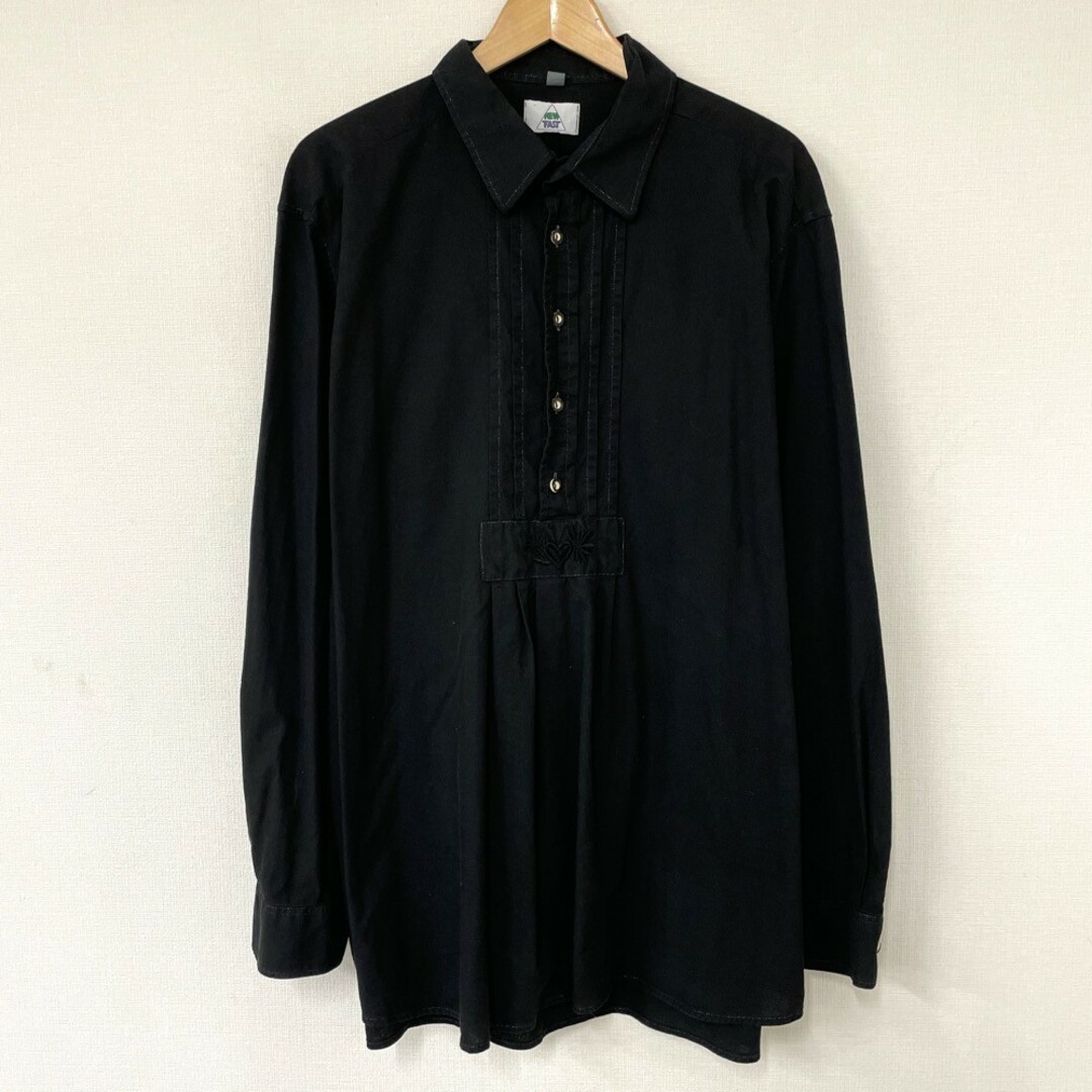NEW FAST チロリアン シャツ プルオーバー ロングスリーブ 長袖 ハート 刺繍 サイズ：XXL 後染め ブラックシャツ