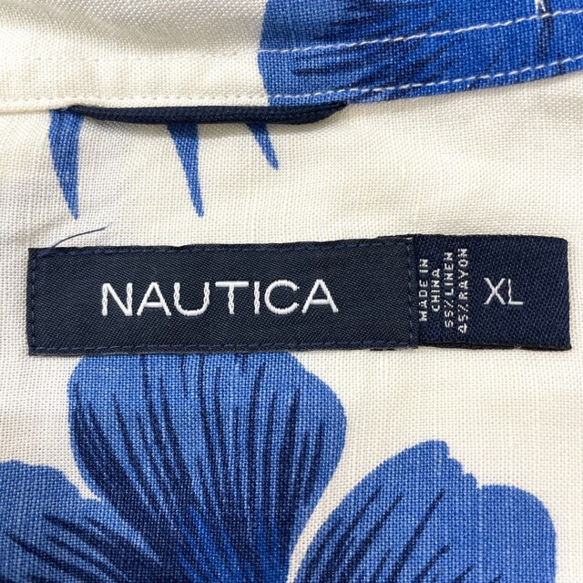 NAUTICA(ノーティカ)のノーティカ NAUTICA アロハ シャツ 半袖 花･植物柄 総柄 サイズ：XL ホワイト×ブルー系古着 【中古】 メンズのトップス(シャツ)の商品写真