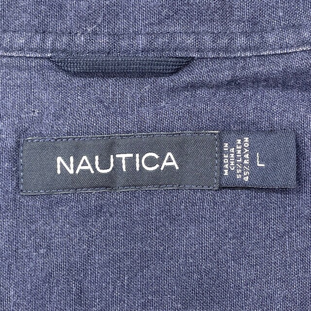 NAUTICA(ノーティカ)のノーティカ NAUTICA アロハ シャツ 半袖 植物柄 サイズ：L ネイビー×ライトブルー×ホワイト古着 【中古】 メンズのトップス(シャツ)の商品写真