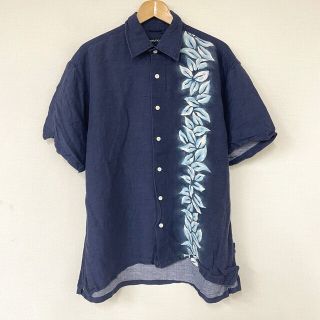 ノーティカ(NAUTICA)のノーティカ NAUTICA アロハ シャツ 半袖 植物柄 サイズ：L ネイビー×ライトブルー×ホワイト古着 【中古】(シャツ)