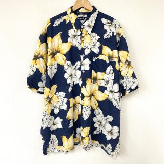 ノーティカ(NAUTICA)のノーティカ NAUTICA アロハ シャツ 半袖 花･植物柄 総柄 サイズ：XL ネイビー×イエロー×アイボリー古着 【中古】(シャツ)