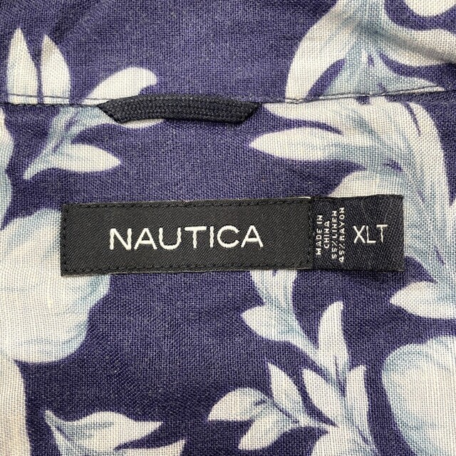 NAUTICA(ノーティカ)のノーティカ NAUTICA アロハ シャツ 半袖 花･植物柄 総柄 サイズ：XL ネイビー×ブルーグレー系古着 【中古】 メンズのトップス(シャツ)の商品写真