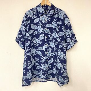 ノーティカ(NAUTICA)のノーティカ NAUTICA アロハ シャツ 半袖 花･植物柄 総柄 サイズ：XL ネイビー×ブルーグレー系古着 【中古】(シャツ)