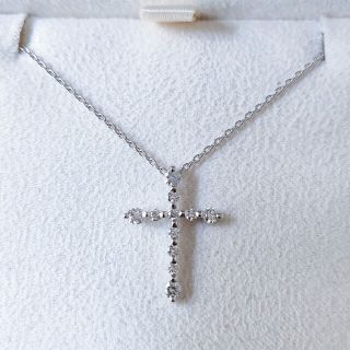 スタージュエリー ダイヤモンド クロス ネックレス 0.16ct K18YG(18金 イエローゴールド)