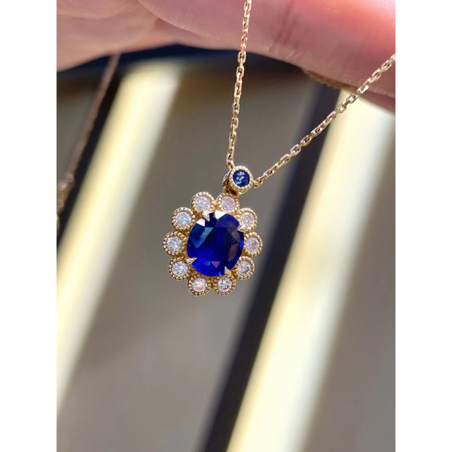 天然 ブルーサファイア ダイヤ ネックレス1.82ct k18 ¥ - www