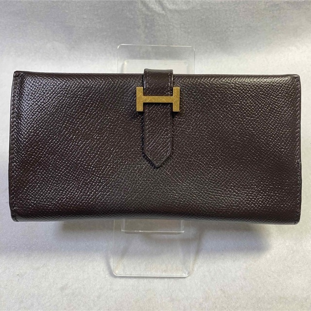 【美品】HERMES エルメス ベアン 長財布 ブラウン