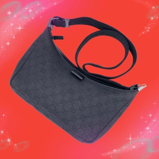 GUCCI⭐︎カラー《美品》　グッチ　GGデニムキャンバス　ショルダーバッグ　グレー系