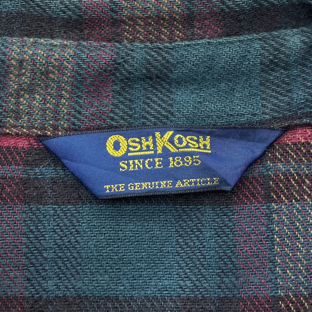 OshKosh(オシュコシュ)のオシュコシュ OSHKOSH ヘビーフランネル シャツ チェック柄 ロングスリーブ 長袖 サイズ：Men's XL位 レッド×グリーン×ベージュ 【中古】 メンズのトップス(シャツ)の商品写真