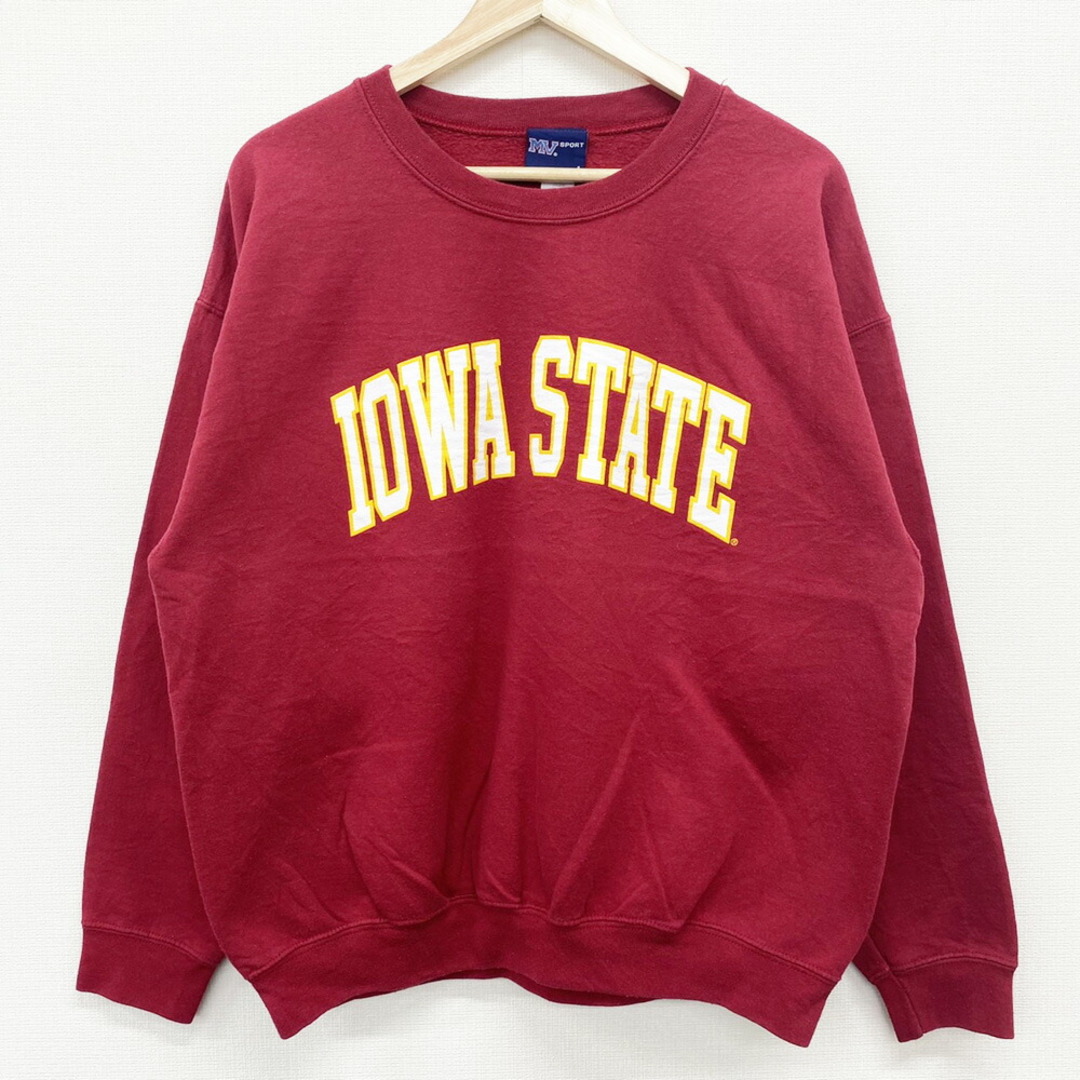 MV SPORT プルオーバー スウェット シャツ トレーナー IOWA STATE カレッジロゴ 刺繍 長袖 サイズ：L エンジ系