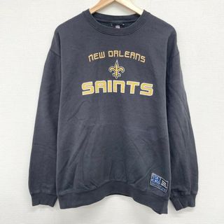 NFL ニューオーリンズ セインツ プルオーバー スウェット シャツ トレーナー ロゴ 刺繍 ワッペン 長袖 サイズ：112 色落ちブラック 【中古】(スウェット)