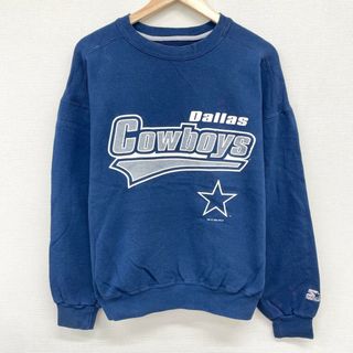 スターター STARTER NFL ダラス カウボーイズ プルオーバー スウェット シャツ トレーナー ラメプリント 刺繍 長袖 サイズ：L ネイビー MADE IN U.S.A 【中古】(スウェット)