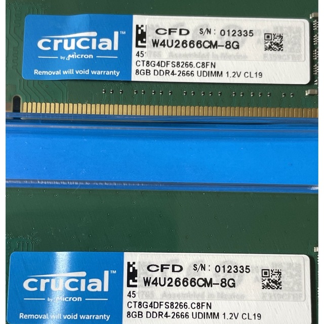 Crucial DDR4-2666 8GB×2枚 スマホ/家電/カメラのPC/タブレット(PCパーツ)の商品写真