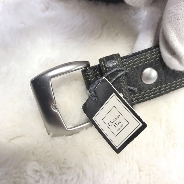 未使用 Christian Dior MONSIEUR レザー ベルト 黒 牛革
