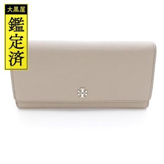 トリーバーチ(Tory Burch)のTORY BURCH　2つ折ZIP長財布 グレージュ　レザー　女性用【433】(財布)