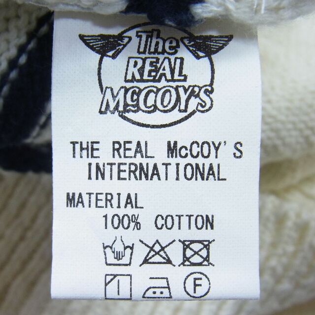 THE REAL McCOY'S(ザリアルマッコイズ)のThe REAL McCOY'S ザリアルマッコイズ ニット COTTON MARINE STRIPE SWEATER コットン ニット セーター マリン ストライプ オフホワイト系 40【中古】 メンズのトップス(ニット/セーター)の商品写真