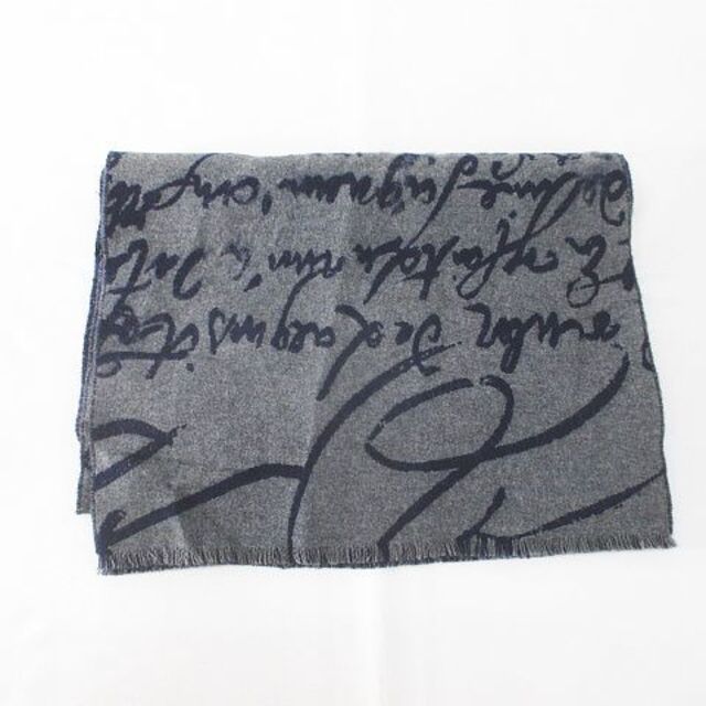 Berluti(ベルルッティ)のBerluti マフラー ストール 灰系 グレー 毛 ウール 総柄 フリンジ  メンズのファッション小物(マフラー)の商品写真
