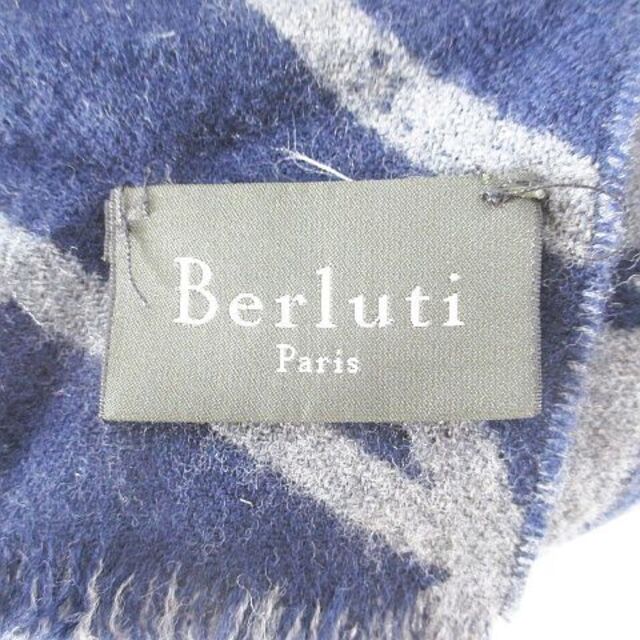 Berluti(ベルルッティ)のBerluti マフラー ストール 灰系 グレー 毛 ウール 総柄 フリンジ  メンズのファッション小物(マフラー)の商品写真