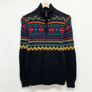 ラルフローレン(Ralph Lauren)のポロ ラルフローレン Polo by Ralph Lauren ハーフジップ セーター コットンニット マルチボーダー柄 長袖 サイズ：Boy's L ブラック×レッド×ブルー等 【中古】(ニット/セーター)