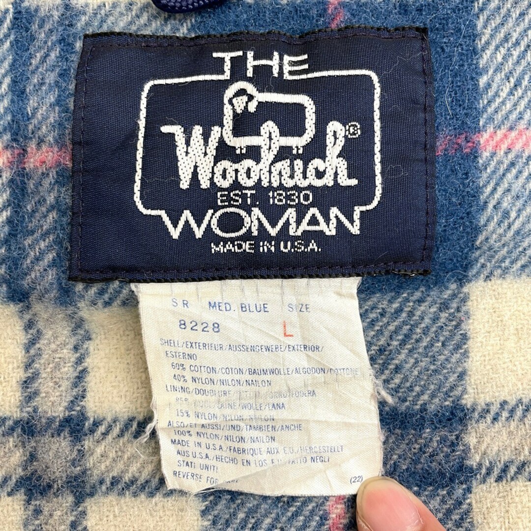 80's ウールリッチ Woolrich ジップアップ マウンテンパーカー 裏地フランネル サイズ：WOMEN'S L ネイビー MADE IN  U.S.A【レディース】古着 【中古】